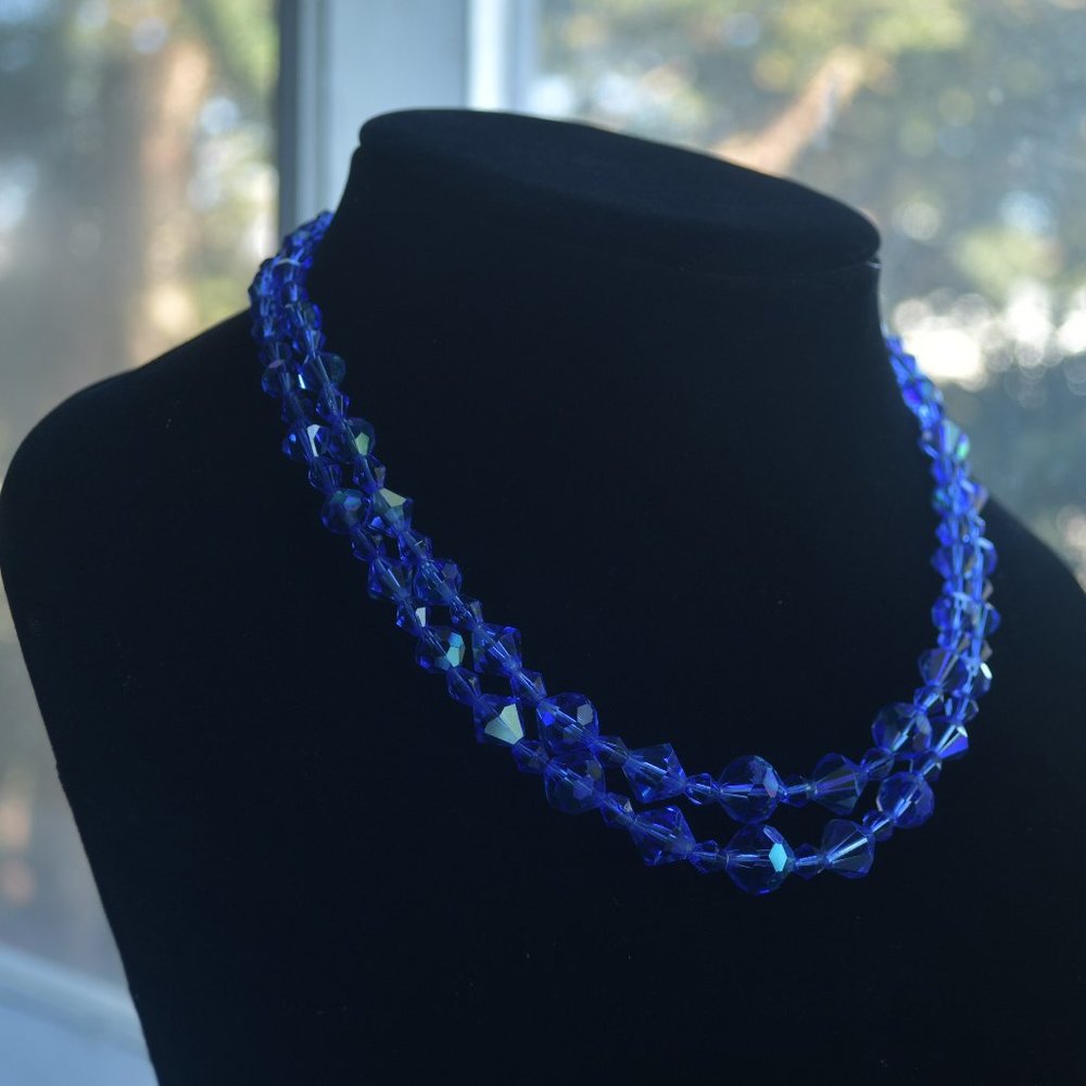 Blue Glass Crystalline   (Opera Necklace)